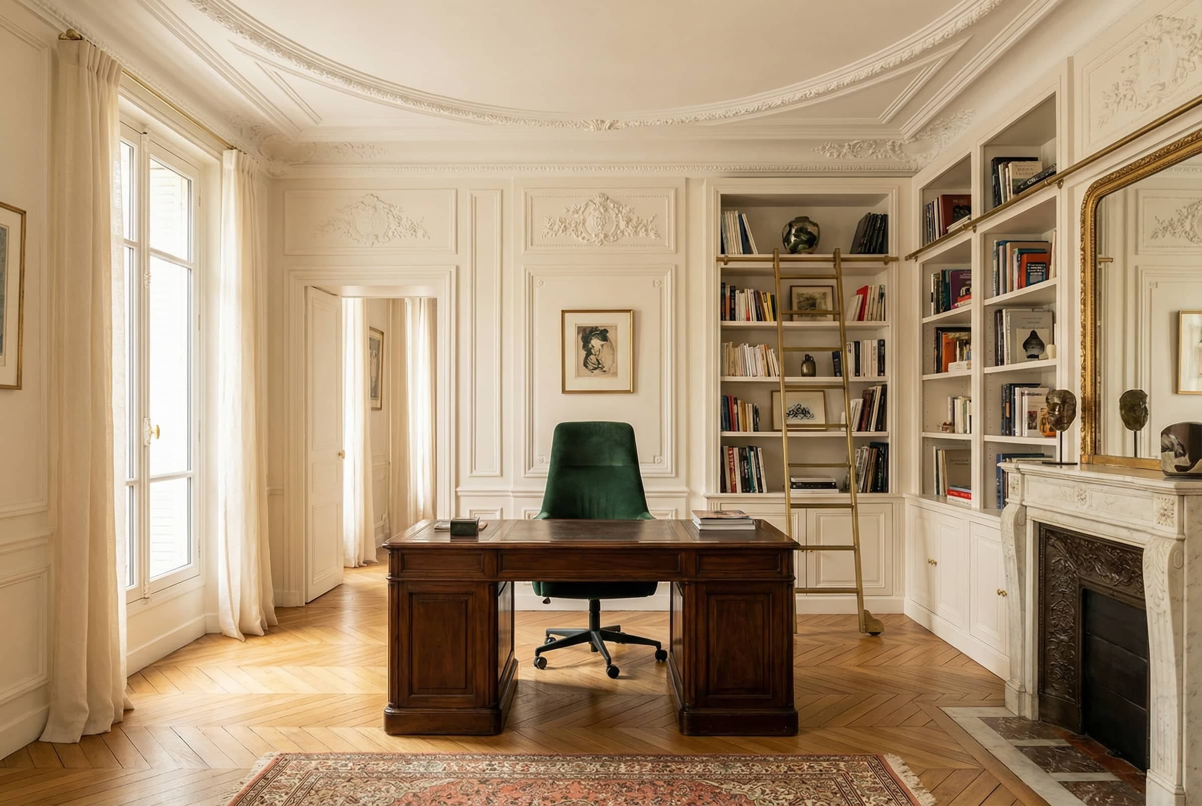 Bureau à domicile dans un appartement haussmannien