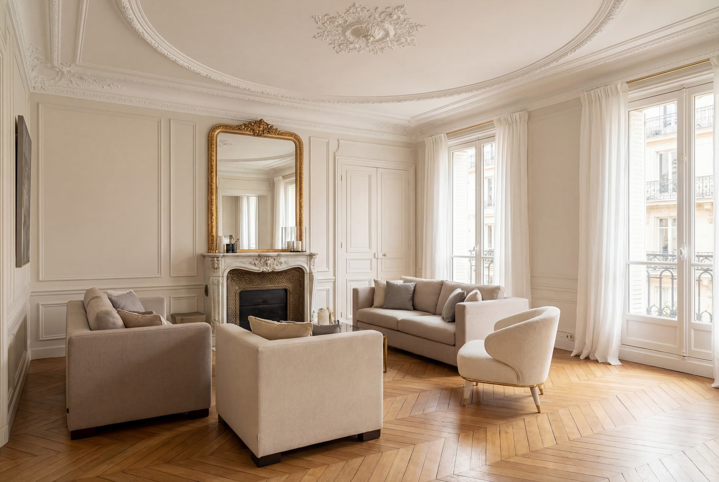 Salon haussmannien à Paris par architecte d'intérieur